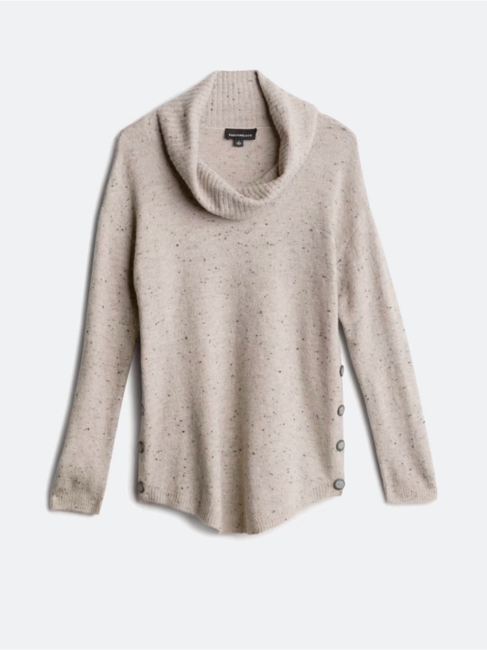 Speckled Oatmeal Cowl-Neck Sweater